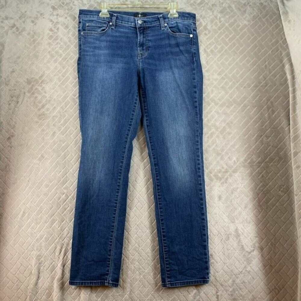7 for all Mankind Womens 14 Denim Jeans Blue Reissue Roxanne Skinny Medium Wash